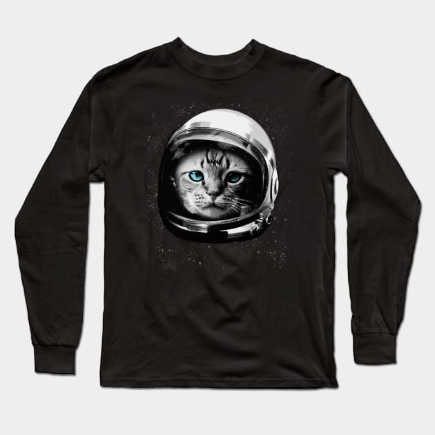 Space Cat Long Sleeve T-Shirt by NineBlack